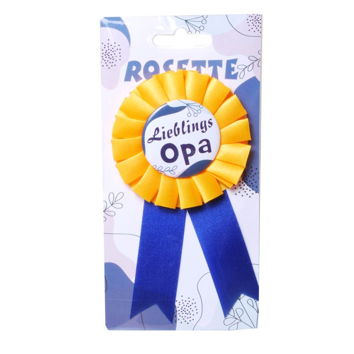 Anstecker Rosette  Lieblings-Opa  mit Anstecknadel, ca. 14x8 cm