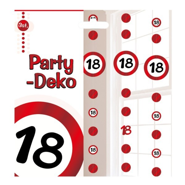 Party-Deko "18" z.Hg., 3-tlg.zum 18. Geburtstag zur Dekoration f. die Feier