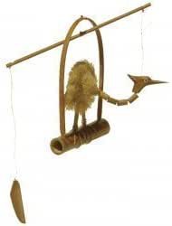 Deko Vogel aus Kokosholz und Bambus 18cm