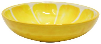 Keramik Schale Müslischale Schüssel mit Zitronen und Oliven Motiv, Rund, 20x5cm 