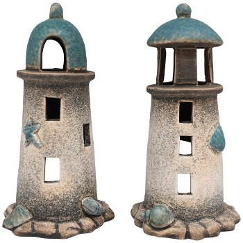 Dekoratier maritimer Leuchtturm als WindLicht Océan, blau1 Stück links oder rechts