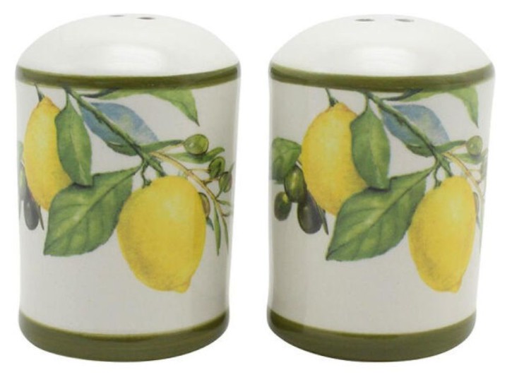 Salz und Pfefferstreuer Set, Zitronen Motiv, 5,6x5,6x7,8 cm, 2-teilig