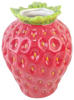 Blumenvase Keramik-Vase Erdbeer Frutta, Rot, 18,5 x 18,5 x 23,5 cm
