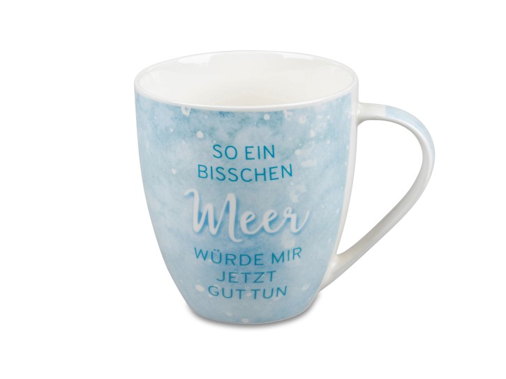 1 Stück Kaffeebecher Tasse Becher mit Spruch - bisschen Meer  