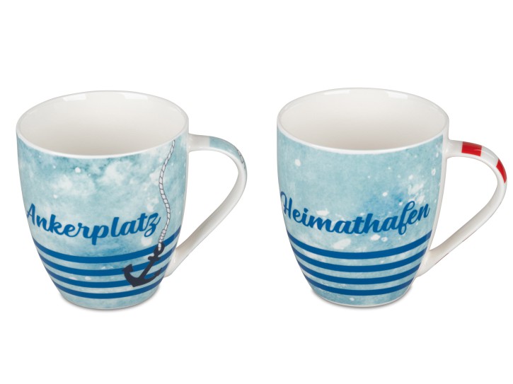 1 Stück Kaffeebecher Tasse Becher mit Spruch - Heimathafen oder Ankerplatz