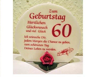 Geschenk Kerze zum 60. Geburtstag 215g Grundpreis 139,30€/kg