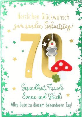 Elegance Klappkarte Grusskarte Geburtstagskarte - 70 Herzlichen Glückwunsch zum runden