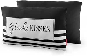 La Vida Kuschelkissen Glückskissen Streifen schwarz weiß 25x40cm