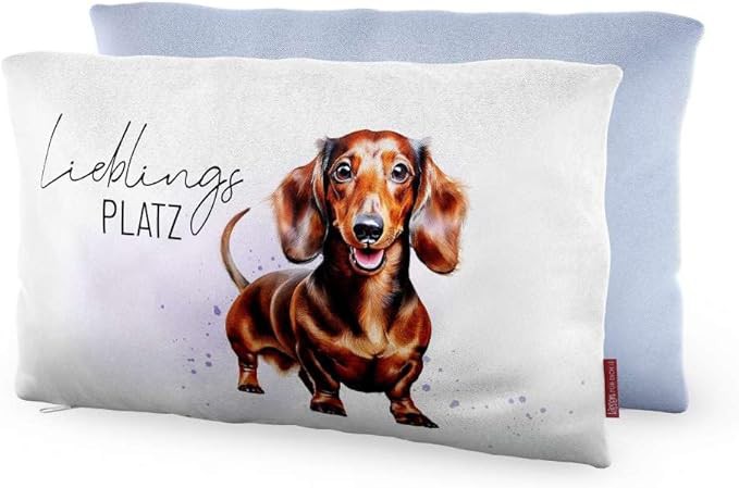 Kissen Dekokissen Kuschelkissen Geschenk Themenwelt: Tierische Freunde (weiß - Dackel 3968051)