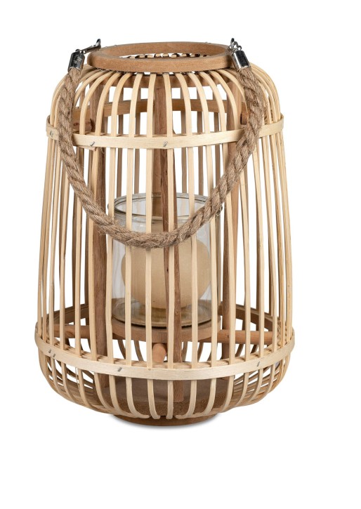 Dekorative Laterne  20x28cm klassisches Design aus Holz natur