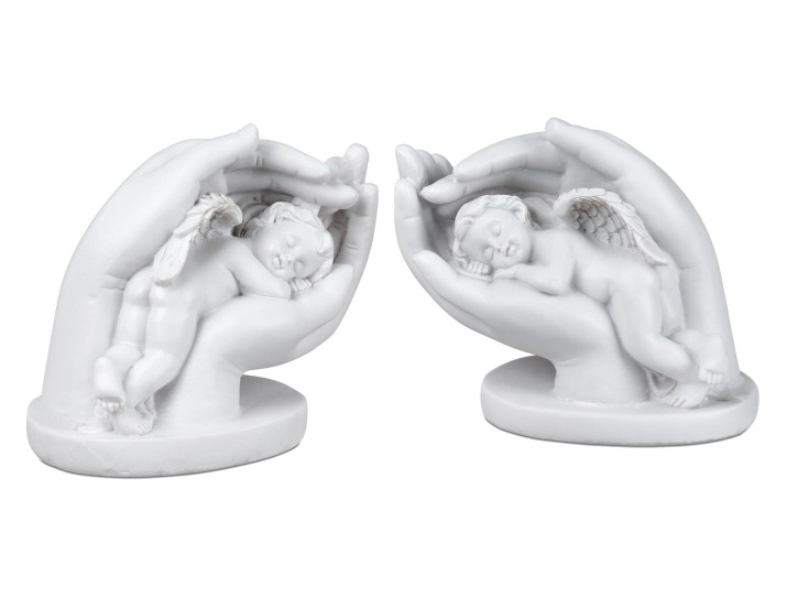 1 von 2 Dekorativer Engel in der Hand Keramik klassik weiss  12cm - Geschenke zur Geburt o. Taufe - Asuwahl nach Verfügbarkeit