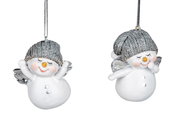 1Set mit 2 Stück Hänger Schneemann | mit Flügel | Hängedeko Dekohänger | 5 cm -Weihnachtsdekoration, Weihnachtsschmuck