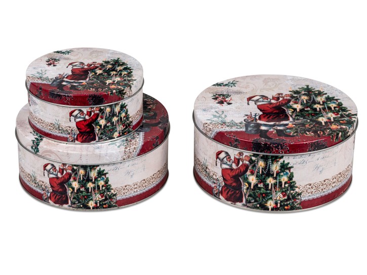 Dekoration Weihnachten Weihnachtskeksdose Weihachtsdose Dose Set 3Dosen Nostalgie Keksdose aus Blech Blechdose