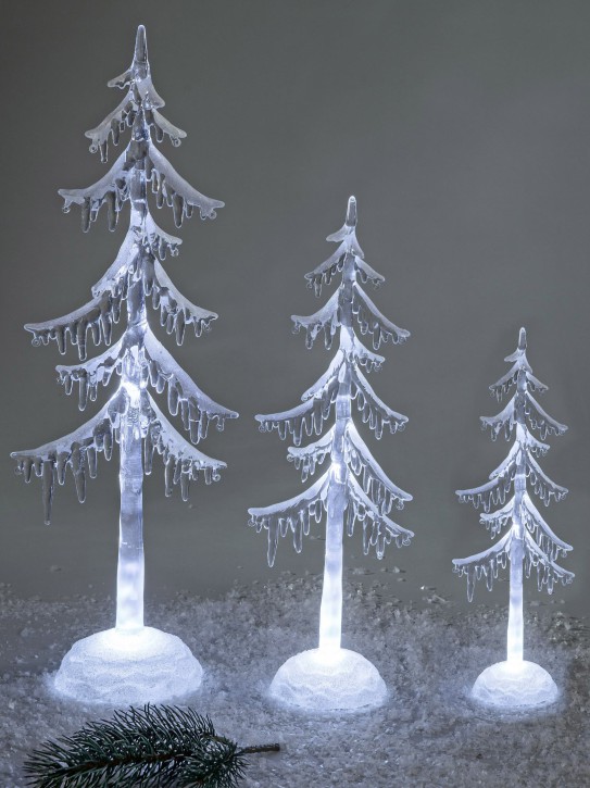 Dekobaum gefrostet, Acryl batteriebetrieben ca. 25 cm mit LED-Licht, 25 cm