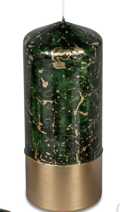 Festliche Stumpenkerze 7x11 cm Weltall-grün 283g - 42,38 EUR Grundpreis 1kg