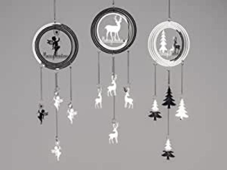 Weihnachtsschmuck Girlande Metall hängender Kreis 42cm Edelstahl Mix 1 von 3 