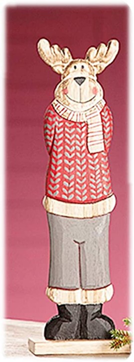 Weihnachtliche Figur aus Holz Rentier Günter stehend 38,5cm