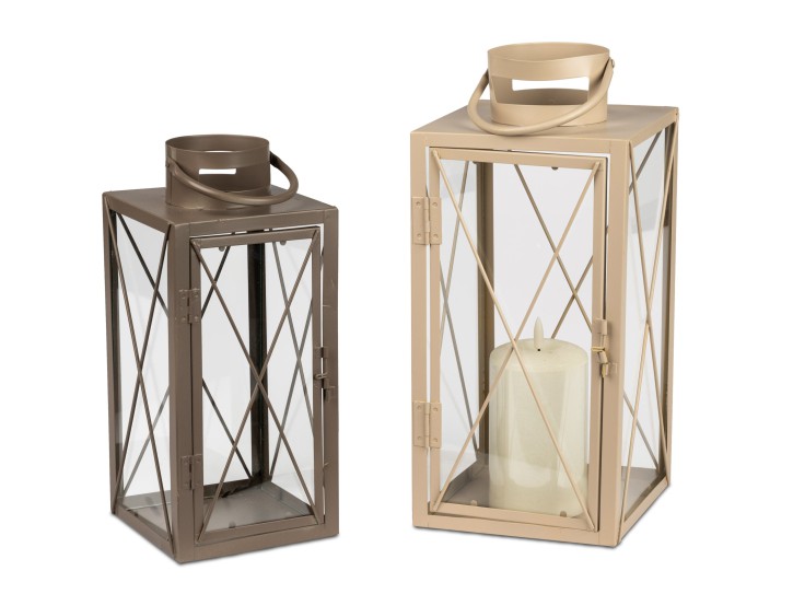 Dekorative Metall Laterne, Klassisches Design, Grau oder Beige