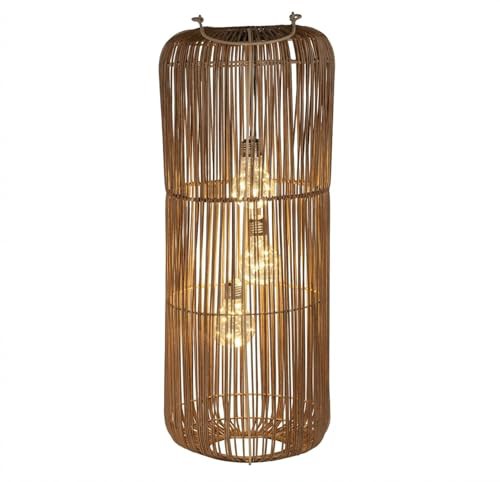 Solarlaterne Garten Rattan-Look Laterne 3 LED Birnen 60 cm