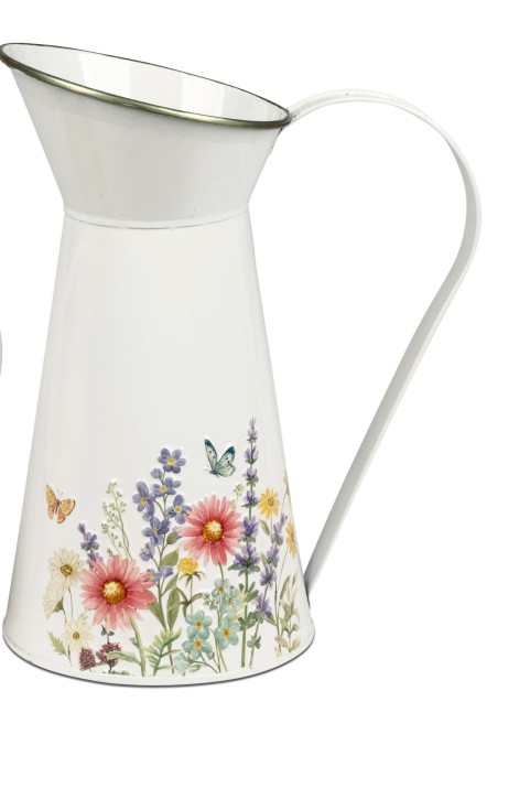 Dekorative Metall- Krug Blumenmeer,Lieferumfang 1  Stück