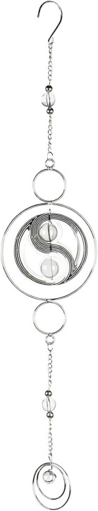 Yin-Yang Deko Hänger 58 cm - eleganter Metall Anhänger in Silber Mobile