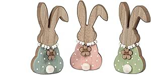 Geschenke und Dekoration zu Ostern- 3 Stück Hasen im Set Osterhasen - mit Kette 14 cm 