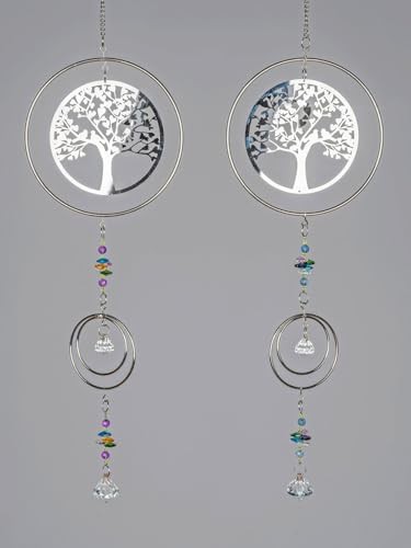 2er Set Fensterdeko Hänger Baum Edelstahl Hängedeko 18 x 52 cm