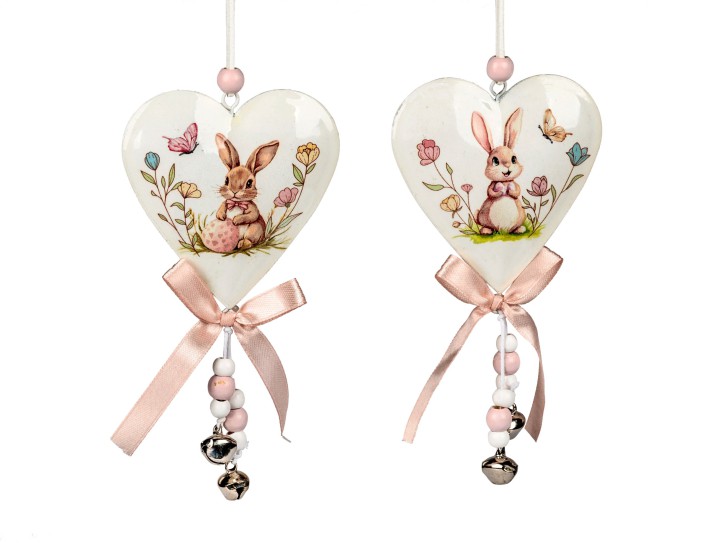 Formano Osterhänger Herz mit Hase, 15 cm, 2er Set, Fensterdeko 