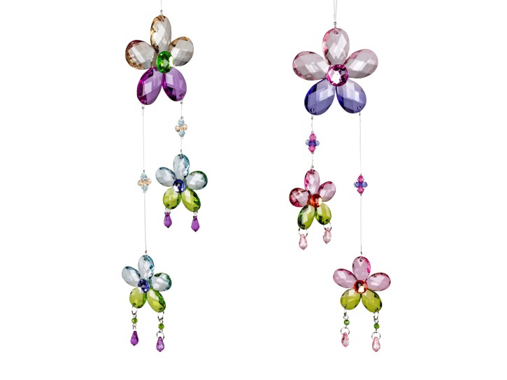 2er Set Girlande Blumen 28 cm Fensterdeko Hänger hängend 