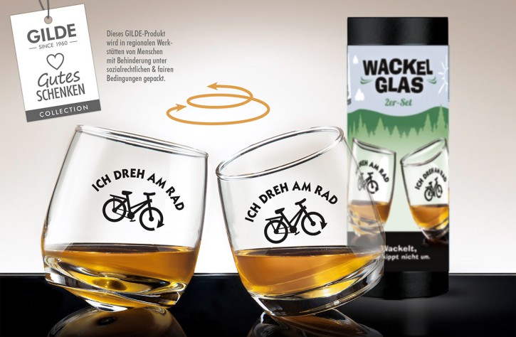 Wackelglas- Ich dreh am Rad - 2er-Set im Geschenkkarton