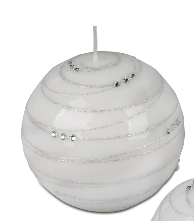 Bollweg/Formano Kerze Kugelkerze Spirale  weiss/silber 6cm 123g (Grundpreis 1kg: 88,54 EUR)