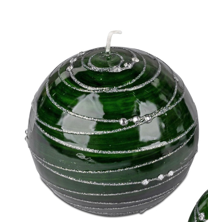 Bollweg/Formano Kerze Kugelkerze Spirale grün/silber 6cm 123g (Grundpreis 1kg: 88,54 EUR)