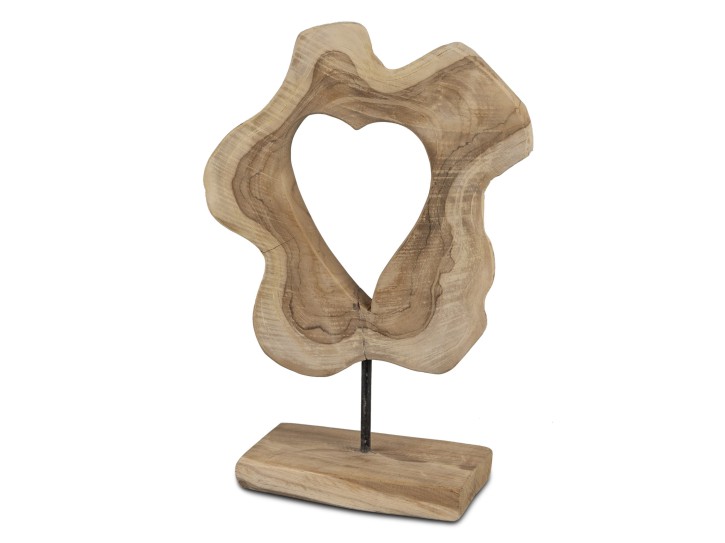 Formano dekoratives Dekoobjekt Figur Herz auf Fuß 30x50cm Teak Holz Natur Deko Frühjahr