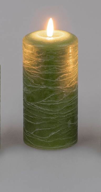 LED-Wachskerze Kerze grün 7x10cm inklusive  Kerze mit Timerfunktion; für 3x AA Batterien 1,5V