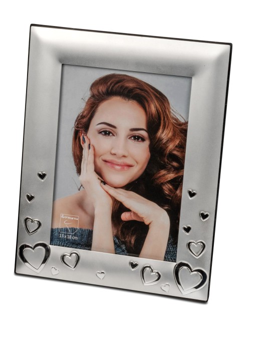 Formano Bilderrahmen Silber Herz, Moderner Fotorahmen für 13x18 cm, Aluminium Matt-Glänzend 