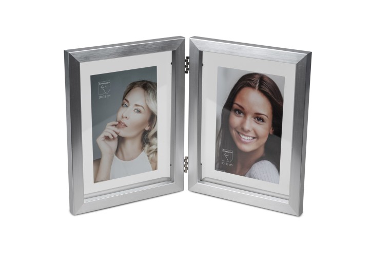 Formano doppelter Fotorahmen, Bilderrahmen für Fotoformat 10x15cm Silber
