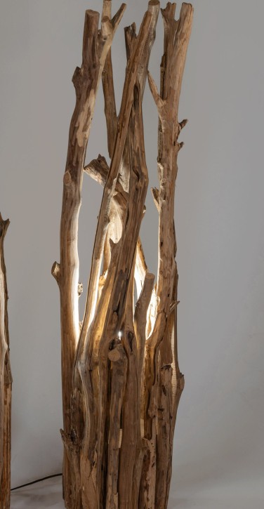 Lampe Holz-Naturl Tischlampe Design Leuchte - Deko-Lampe 30x115cm