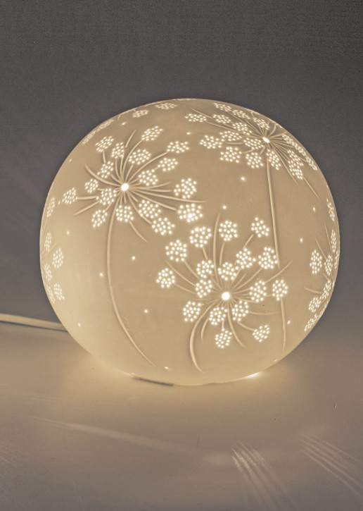 formano Bollweg Lampe Kugel Allium weiss aus Porzellan mit Durchbruch Kugellampe 16cm