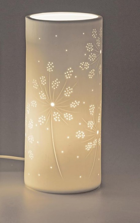 formano Bollweg Lampe Tischlampe Allium weiss aus Porzellan mit Durchbruch Dekolampe 11x24cm