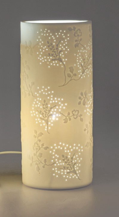 Lampe Kugel 11x24cm rund Zweige-weiss 