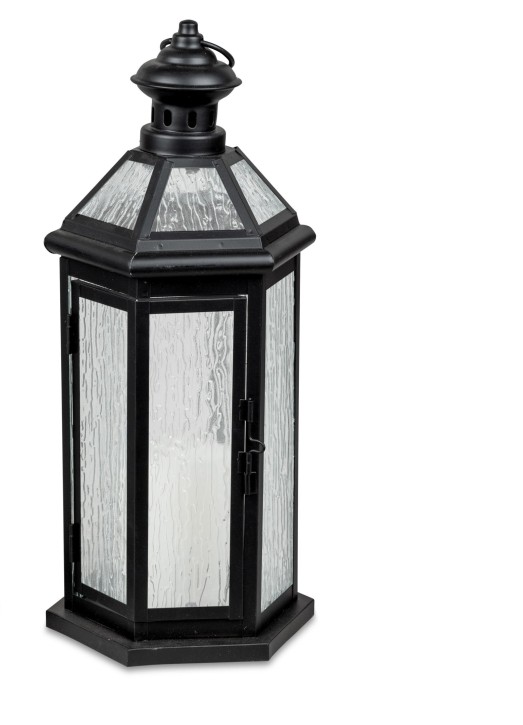 Dekorative Laterne 17x38cm klassisches Design aus lackiertem Eisen Metall schwarz Laterne
