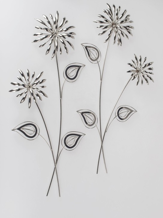 Wanddeko Blume silber 1 Stück von 2 verschiedenen Modellen links oder rechts 70cm aus farbigem Metall