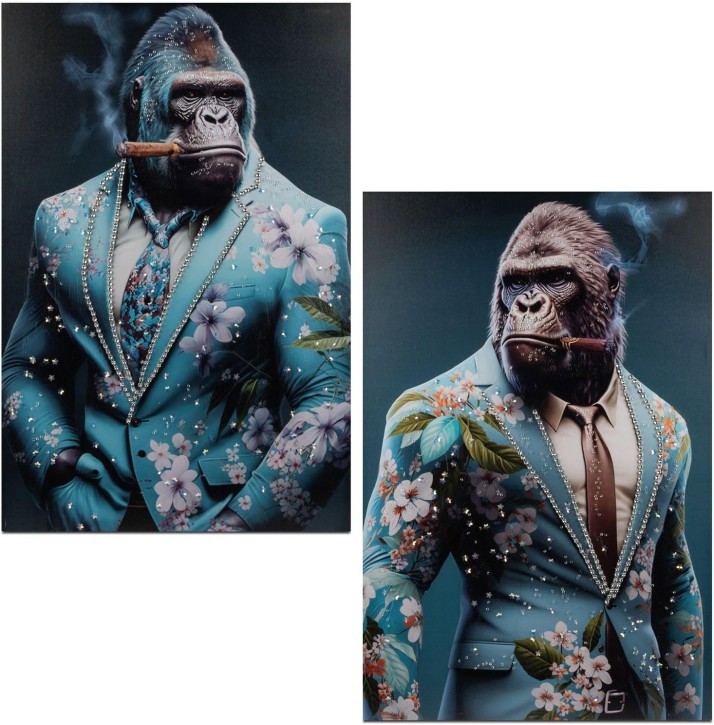 Wandbild Gorilla- 60x90cm mit glänzenden Acryl-Steinen,Auswahl nach Verfügbarkeit