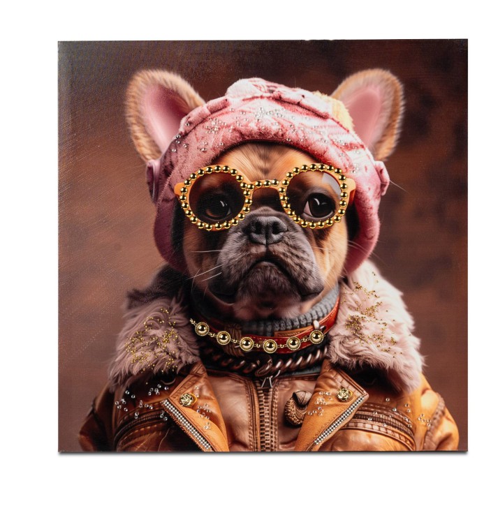 formano  Hunde Wandbild 50x50 cm mit Brille Tierbild modernes Deko Bild