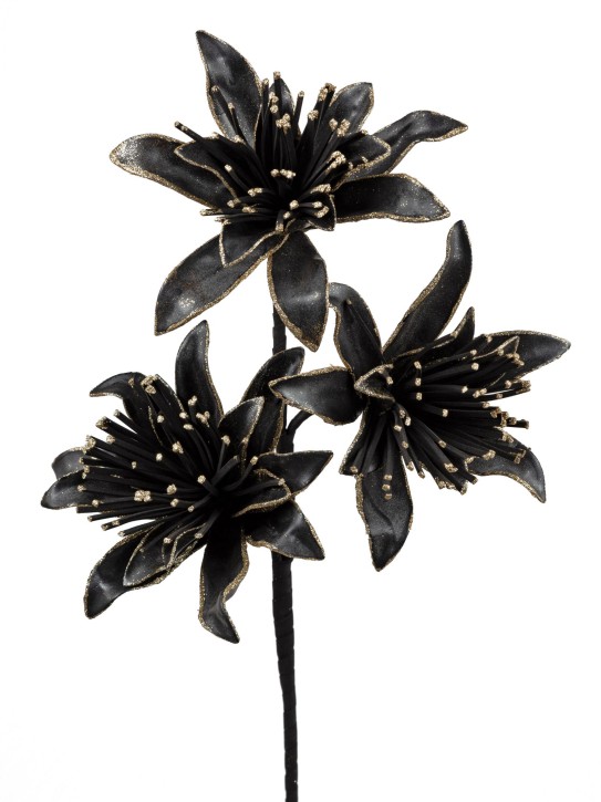 Deko Blüte Deko Blume Kunstblume Blütenzweig Lilienzweig 90 cm schwarz/gold