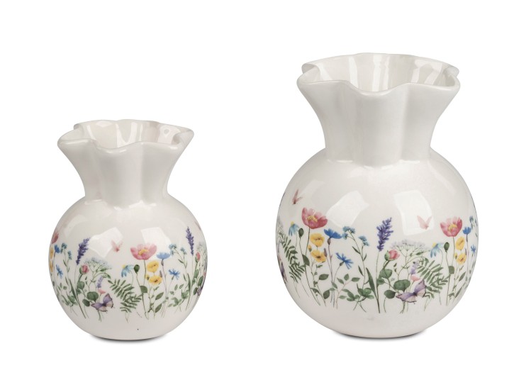 Set Vase 11cm und 14cm Dekoration Blumenvase Blumenwiese für den Frühling