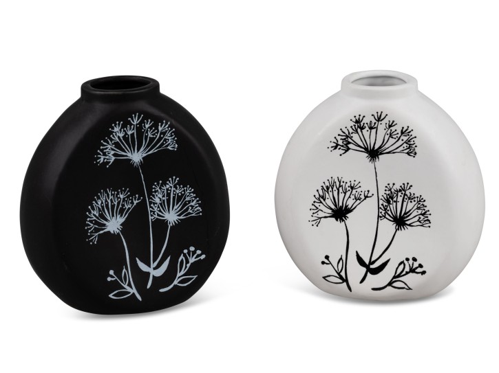 Formano 1 Stück Blumenvase Dekovase Vase aus Keramik Vase 17x18cm  schwarz o. weiss - bitte Mail welche gewünscht