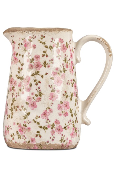 Blumenvase Krug/Vase bauchig in Vintage-Optik 16x15cm aus Keramik 