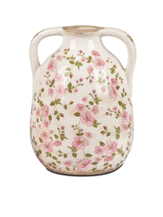 Blumenvase Vase mit Henkel in Vintage-Optik 13x17cm aus Keramik