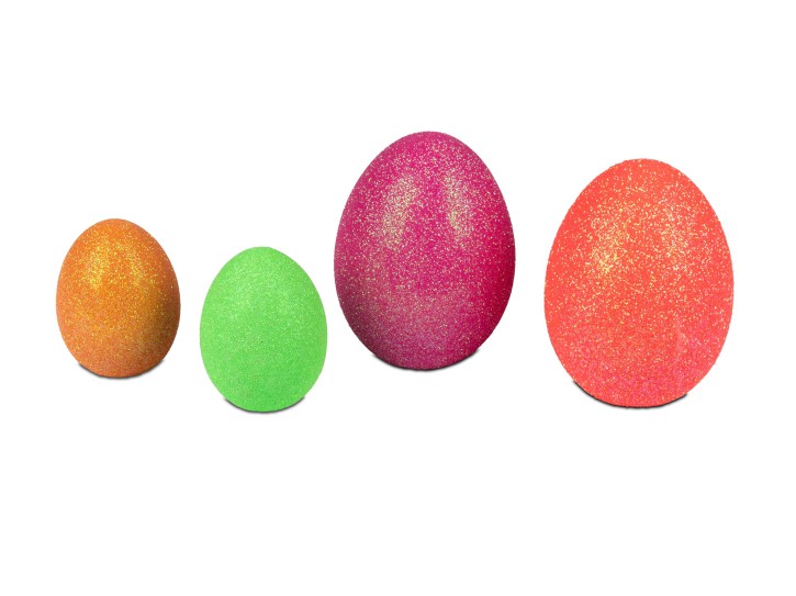Set aus 4 Stück Osterei Deko-Ei in kräftigem Grün, Pink, Orange + Gelb 10cm 